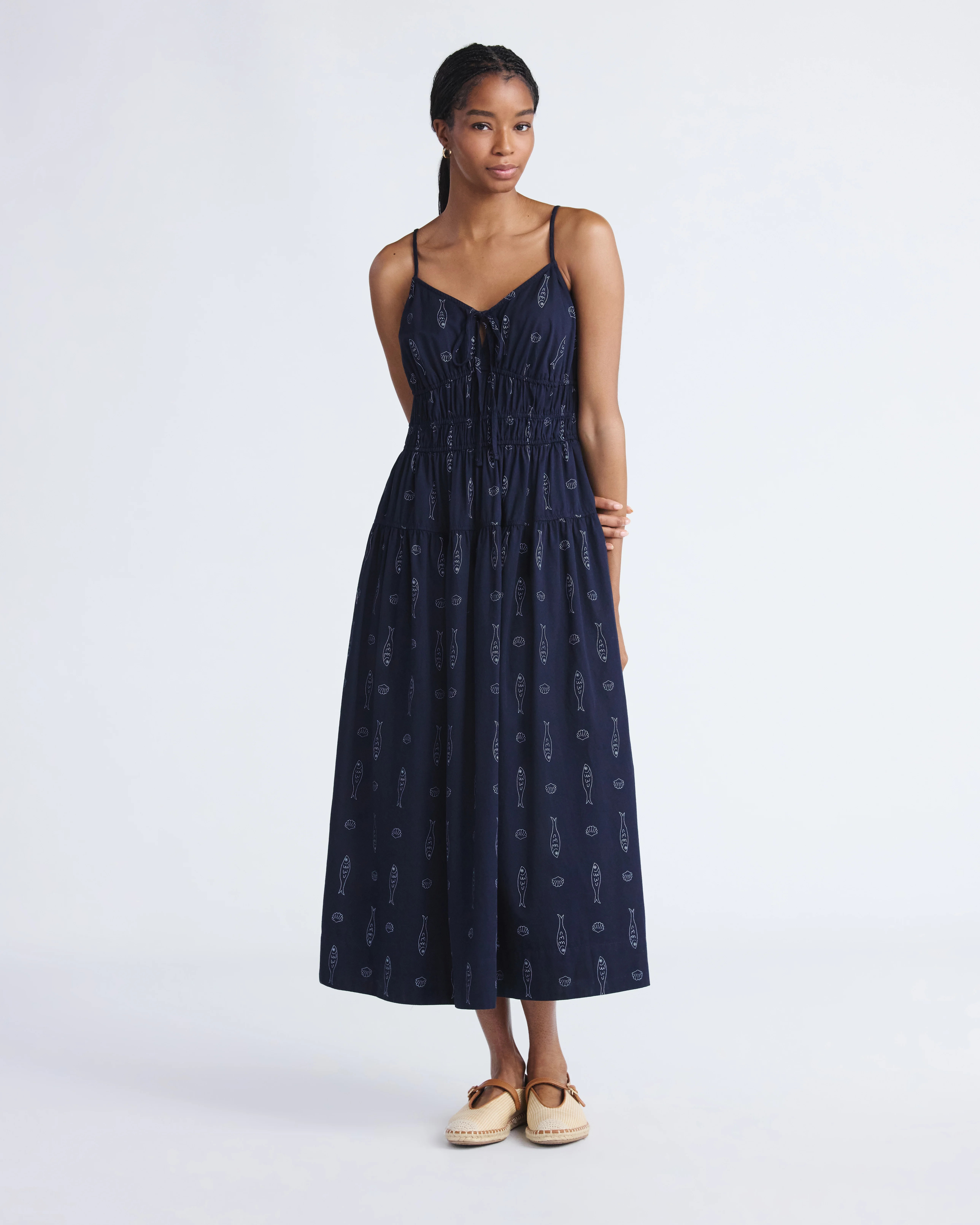 Free Assembly Women's and Women's Plus Smocked Cotton Maxi Dress, Sizes XS-4X | Walmart (US)