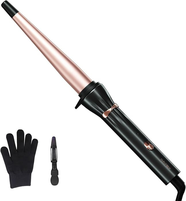 Hahahope 1/2 Inch - 1 Inch Tapered Curling Wand for Loose Waves, Extra Long Ceramic Barrel, Globa... | Amazon (US)