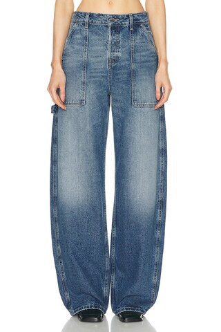 GRLFRND Paola Barrel Leg Jean in Denim-Medium | FWRD 