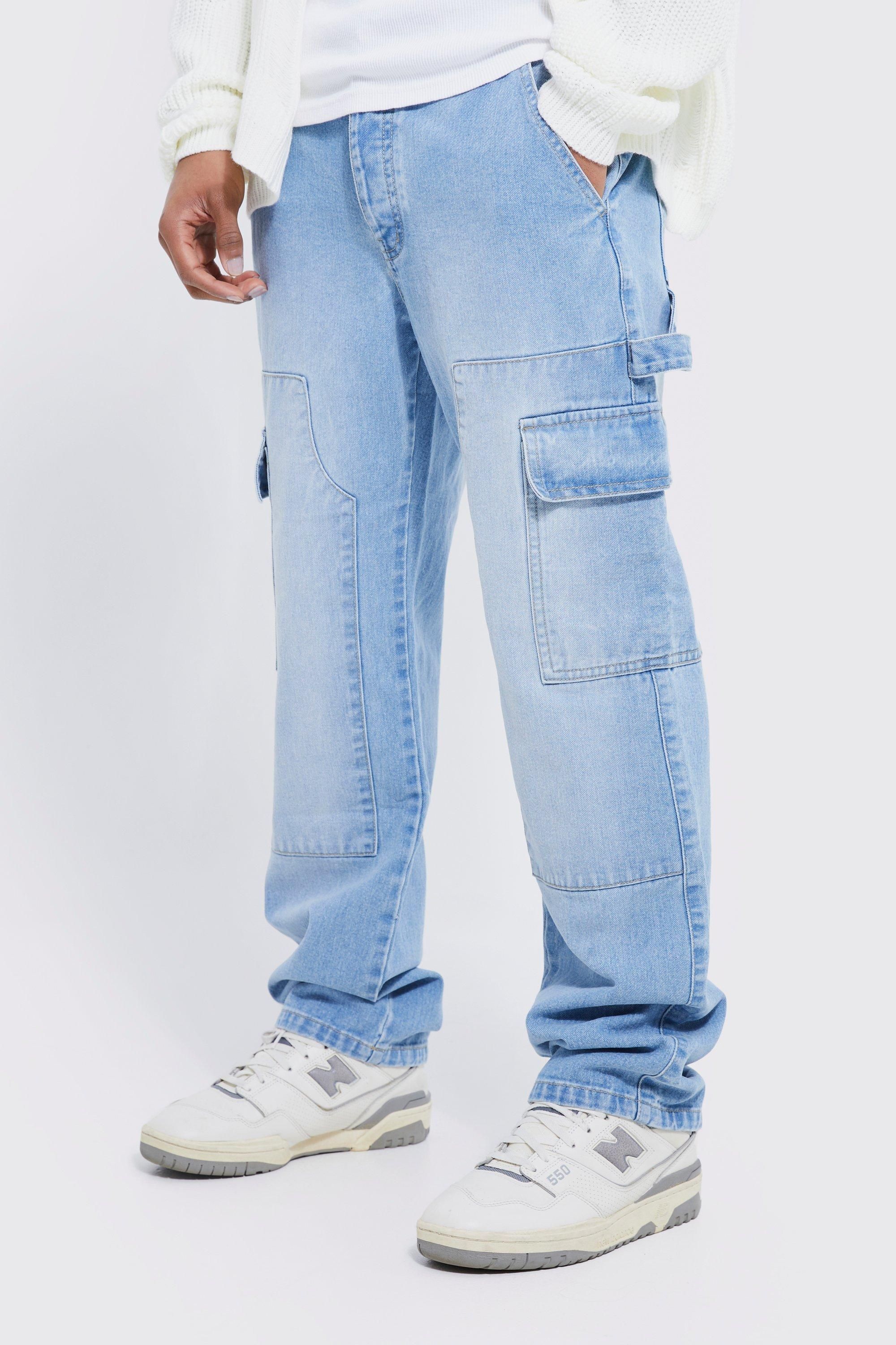 Mens Relaxed Fit Carpenter Cargo Jeans - Blue - 36 | Boohoo.com (US & CA)
