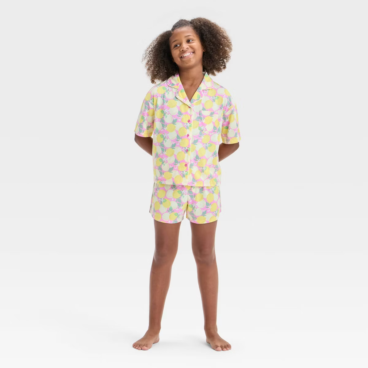 Girls' Short Sleeve Button-Up Coat and Pajama Set - art class™ | Target