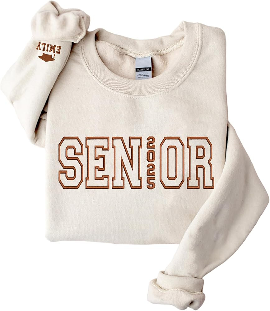 Custom Embroidered Senior Sweatshirt, Personalized Class of 2025 Sweatshirt, Senior 2025 Gifts, G... | Amazon (US)