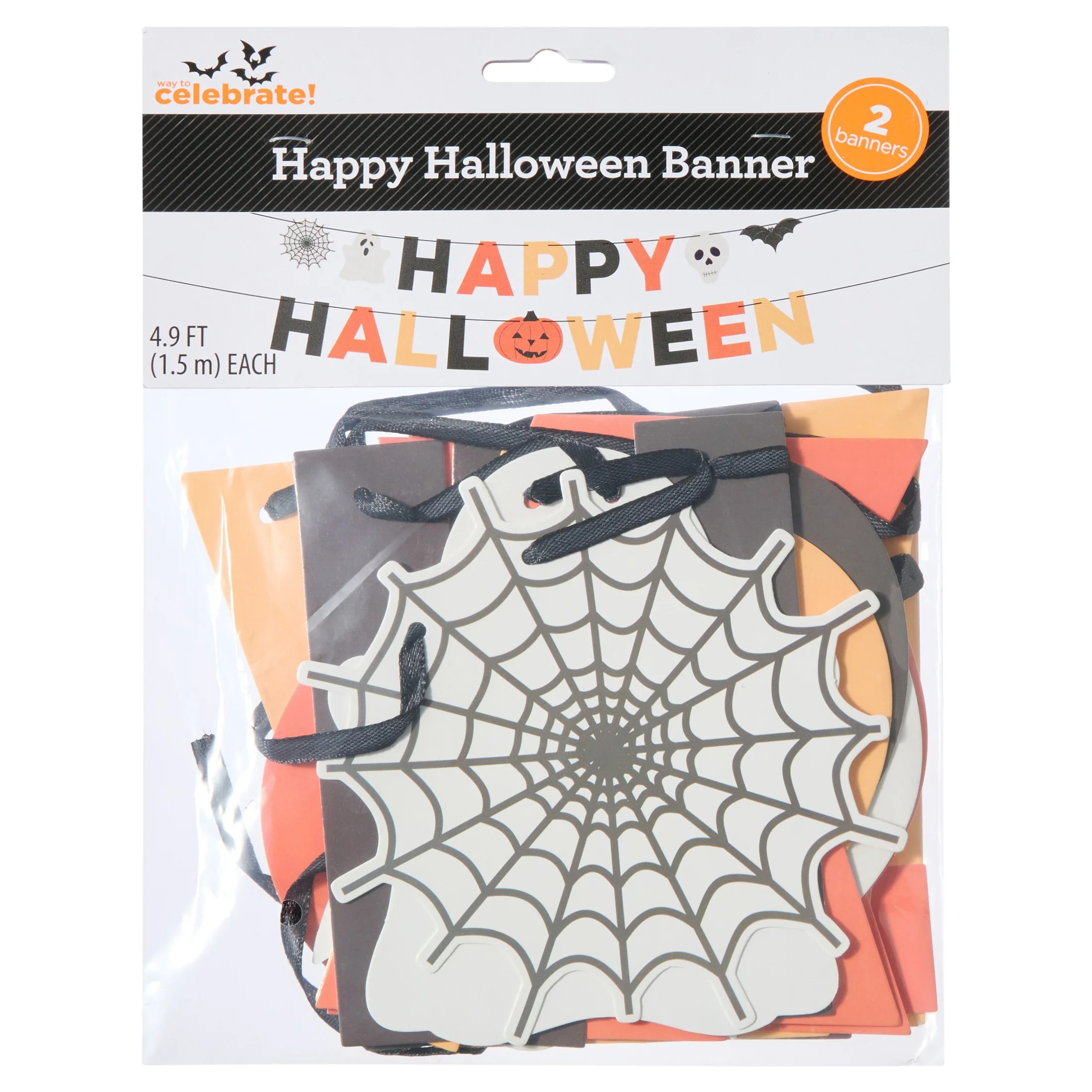 Happy Halloween Paper Banner, Multicolor, 4.9', 2 Pieces, Halloween by Way To Celebrate - Walmart.com | Walmart (US)