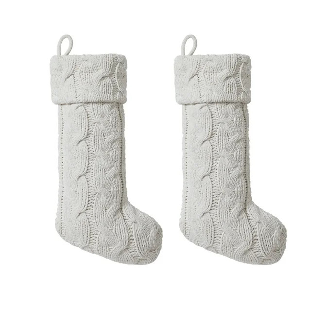 My Texas House Monte Grey Cable Knit Christmas Stockings, 20" x 10" (2 Count) | Walmart (US)