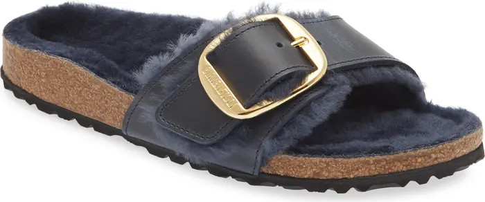 Madrid Big Buckle Genuine Shearling Lined Sandal | Nordstrom