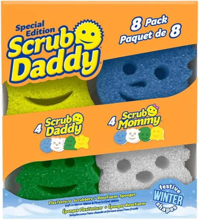 Scrub Daddy Sponges 4ct + Scrub Mommy 4ct Holiday Festive Winter Shapes Pack - Scratch-Free Multi... | Amazon (US)