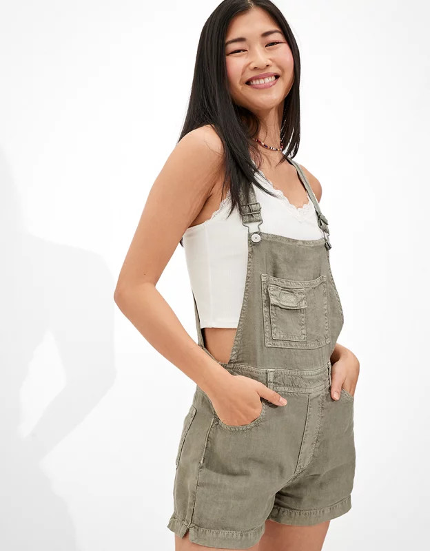 AE Linen Tomgirl Short Overall | American Eagle Outfitters (US & CA)