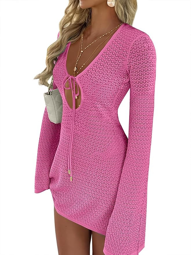 ANRABESS Womens Swimsuit Crochet Swim Cover Up Summer Bathing Suit Swimwear Hollow Out Mesh Knit ... | Amazon (US)