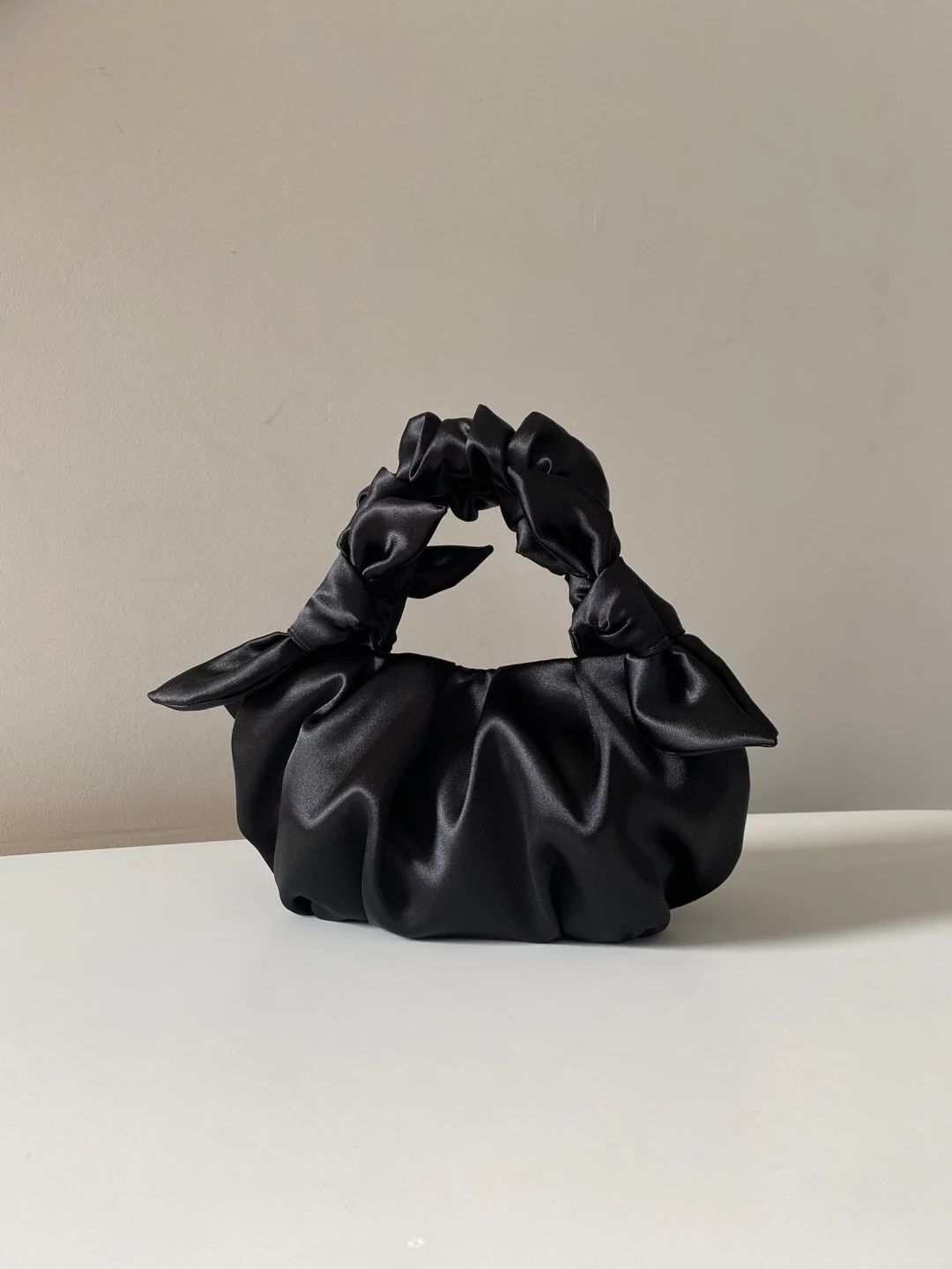Black Satin Small Evening Bag Furoshiki Knot Style Bag 25 - Etsy | Etsy (US)