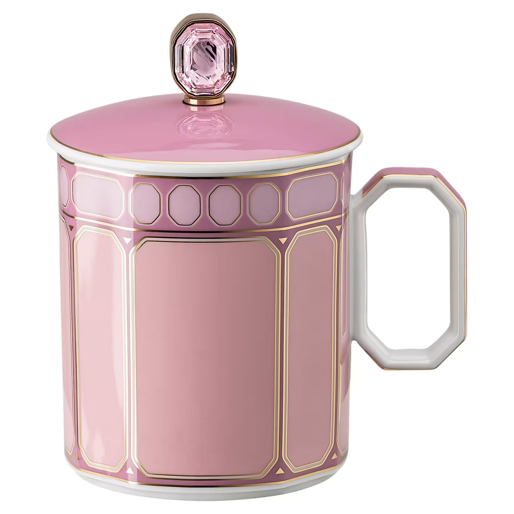 Signum mug with lid, Porcelain, Pink by SWAROVSKI | SWAROVSKI