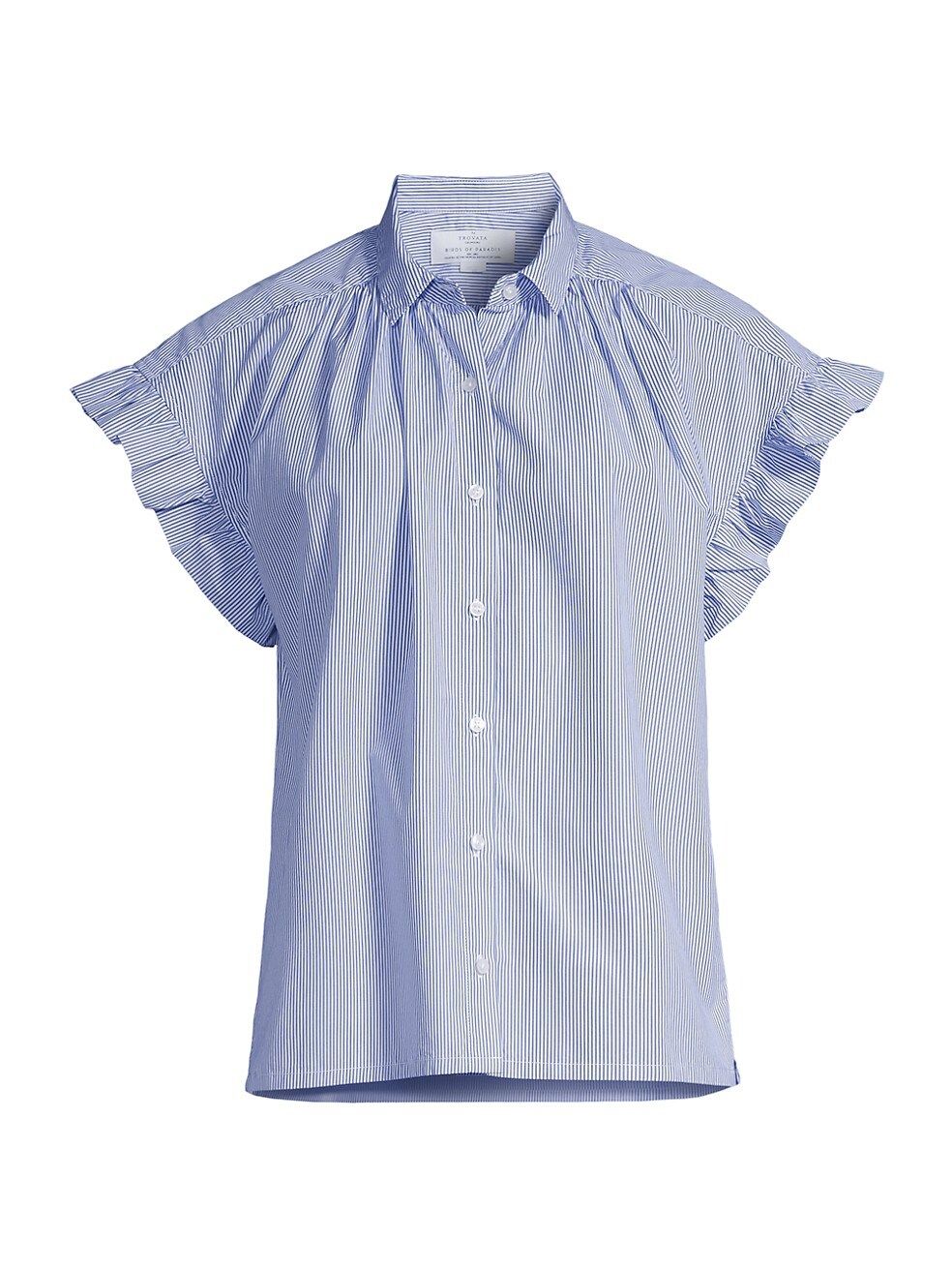 Birds of Paradis Marianna B Stripe Cotton Button-Front Shirt | Saks Fifth Avenue
