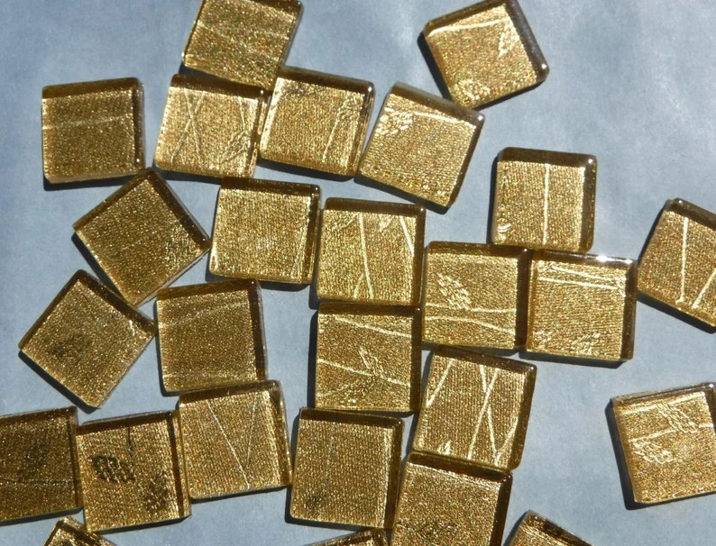 Tree Branches Gold Foil Square Tiles 25 Glass Mosaic Tiles 20mm - Etsy | Etsy (US)