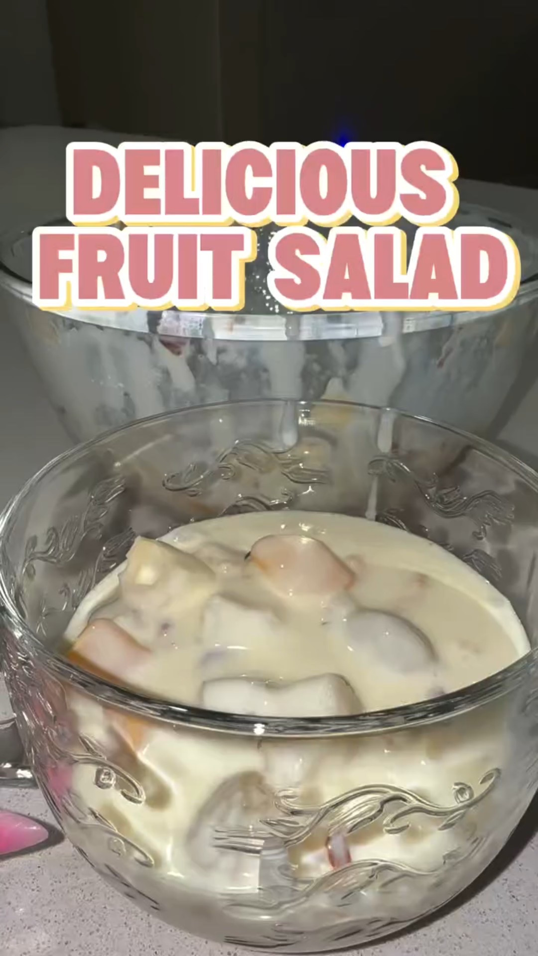 It’s sweet, creamy, crunchy, and 100% addictive. Trust me, everyone’s going to be asking for seconds! Perfect for summer days or when your sweet tooth kicks in. 👇Recipe below so you can make it too!

Ingredients
2 cans Del Monte fruit cocktail (30oz drained)

1/2 tub of Daisy sour cream (24oz)

2 - 3 cans La Lechera sweetened condensed milk (adjust for sweetness)

Sliced almonds for topping (adds that perfect crunch!) 

Instructions:
1.Drain the fruit cocktail completely to avoid extra liquid in your mix.

2.Add the fruit to a large bowl.

3.Pour in the sour cream and mix gently until the fruit is fully coated.

4.Add the sweetened condensed milk and stir again until everything is smooth and creamy.

5.Sprinkle in the sliced almonds for that perfect crunch!

6.Pop it in the fridge for at least 1 hour so it gets cold.

7.Serve chilled and get ready for everyone to ask you for seconds! 

#asmr #easyrecipes #fyp #momlife #sweetooth