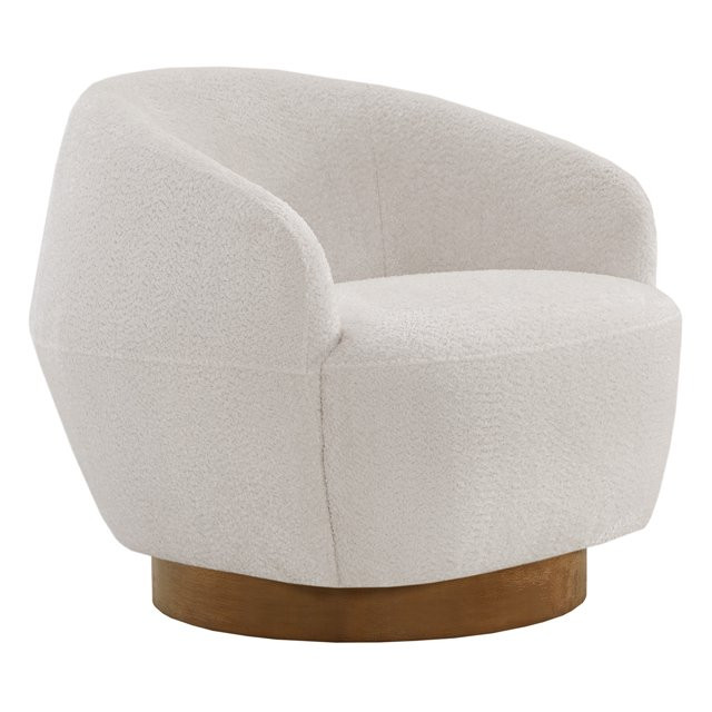 CHITA Swivel Accent Chair with Wood Base, Round Barrel Arm Chair Living Room Bedroom, Fabric in W... | Walmart (US)