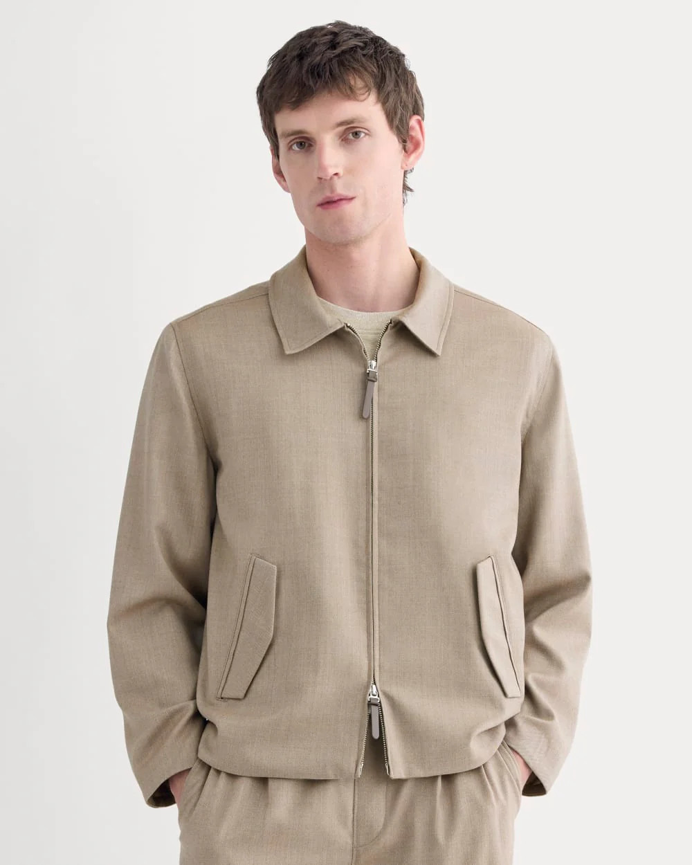 Everlane Tailored Zip Jacket In Light Taupe, Size XS | Everlane