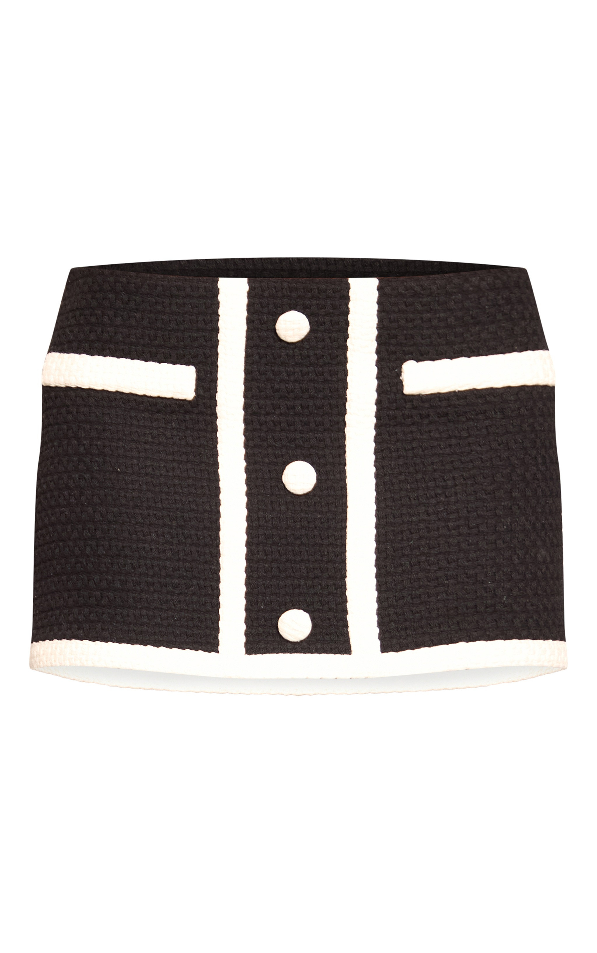 Black Boucle Button Detail Mini Skirt | PrettyLittleThing UK