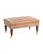 36x19 Buffalo Leather Ottoman With Caster Wheel Legs | Home | Marshalls | Marshalls