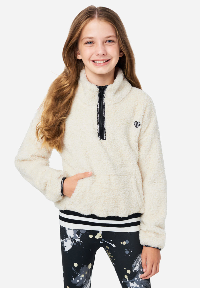 Faux Sherpa Zip-Front Sweatshirt | Justice