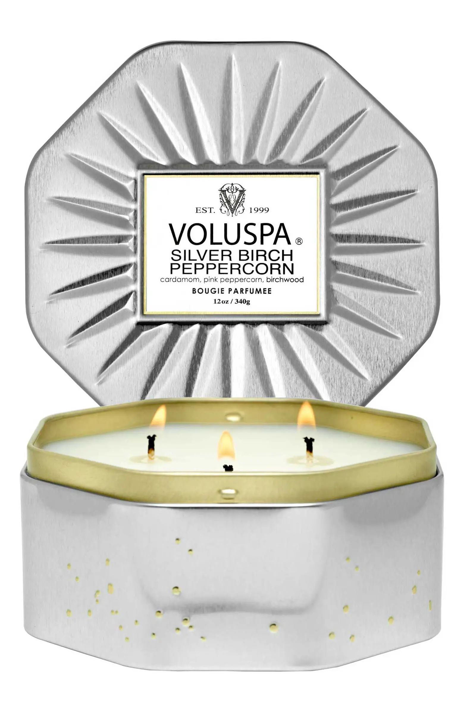 Voluspa Silver Birch & Peppercorn Octagon Tin Candle | Nordstrom | Nordstrom