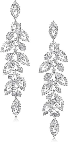 SWEETV Wedding Bridal Chandelier Earrings, Crystal Rhinestone Drop Dangle Earrings for Women Brid... | Amazon (US)