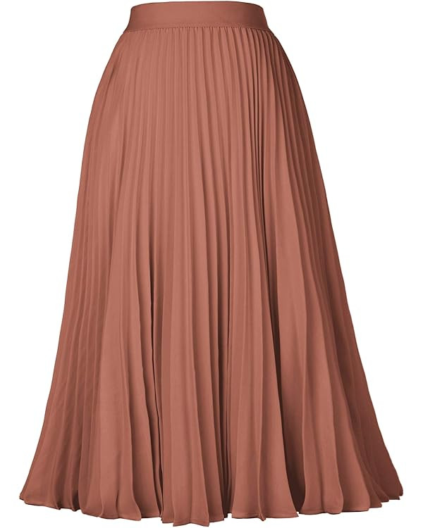 Kate Kasin Women's High Waist Pleated A-Line Swing Skirt KK659 | Amazon (US)