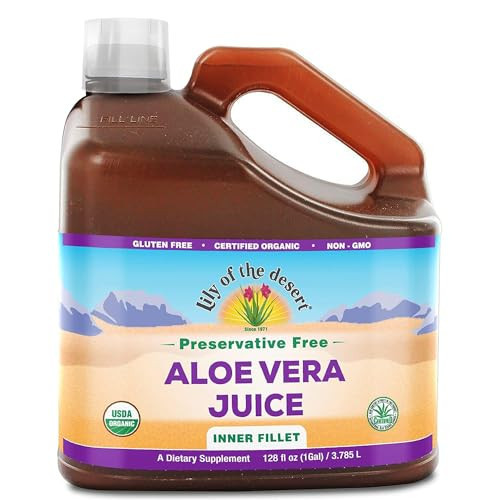 Lily of the Desert Aloe Vera Juice - Organic, Preservative-Free Inner Fillet Aloe Vera Drink with Natural Digestive Enzymes for Gut Health, Stomach Relief, Wellness, Glowing Skin, 128 Fl Oz | Amazon (US)