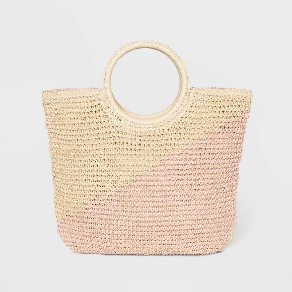 Straw Circle Handle Tote Handbag - A New Day™ Blush | Target