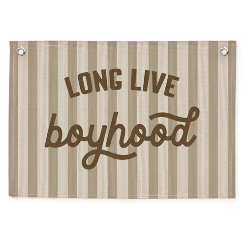 CEBTHN Long Live Boyhood Banner – Linen Canvas Wall Hanging Flag, Boys Room & Nursery Decor, Playroom Wall Art, Baby & Toddler Room Decoration, 20x30 Inch - Brown | Amazon (US)