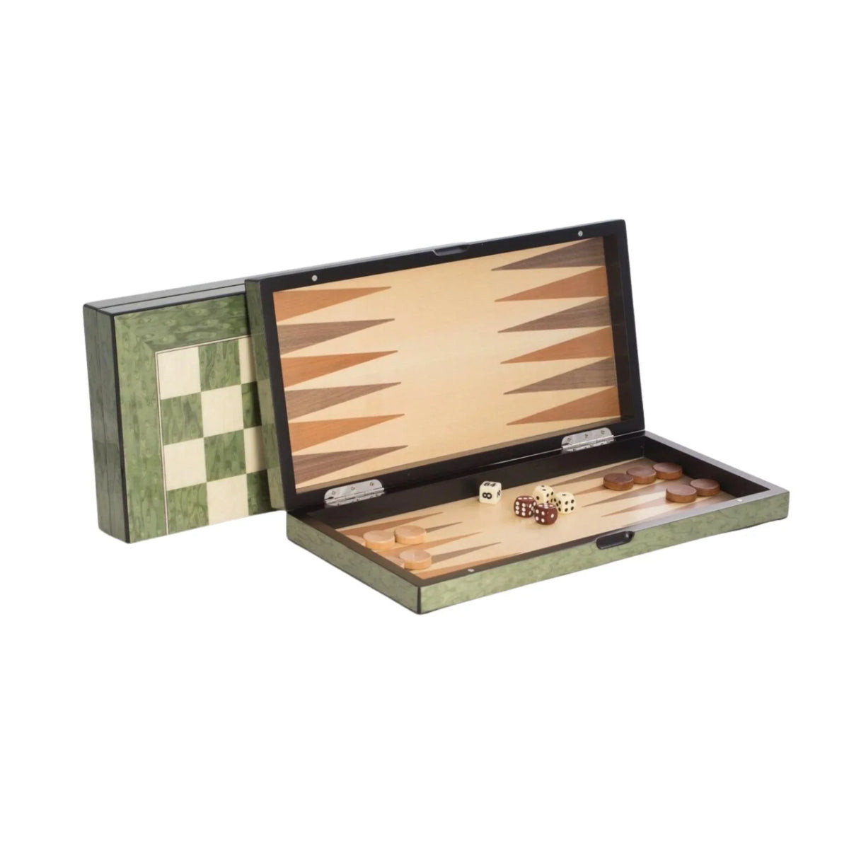 Backgammon & Chess Game Set in Green Lacquer | The Well Appointed House, LLC