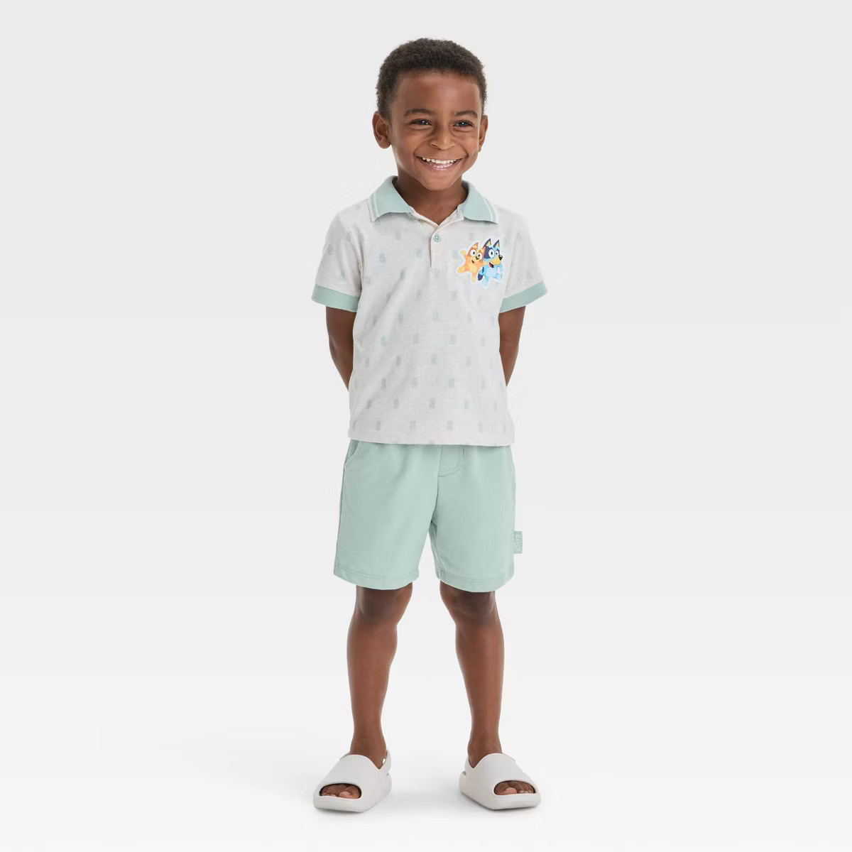Toddler Boys' 2pc Bluey Polo Top & Shorts Set - Oatmeal | Target