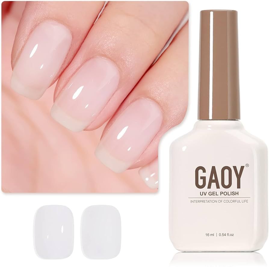 GAOY Milky White Gel Nail Polish, 16ml Nude Color 1482 Soak Off UV Light Cure Gel Polish for Nail... | Amazon (US)