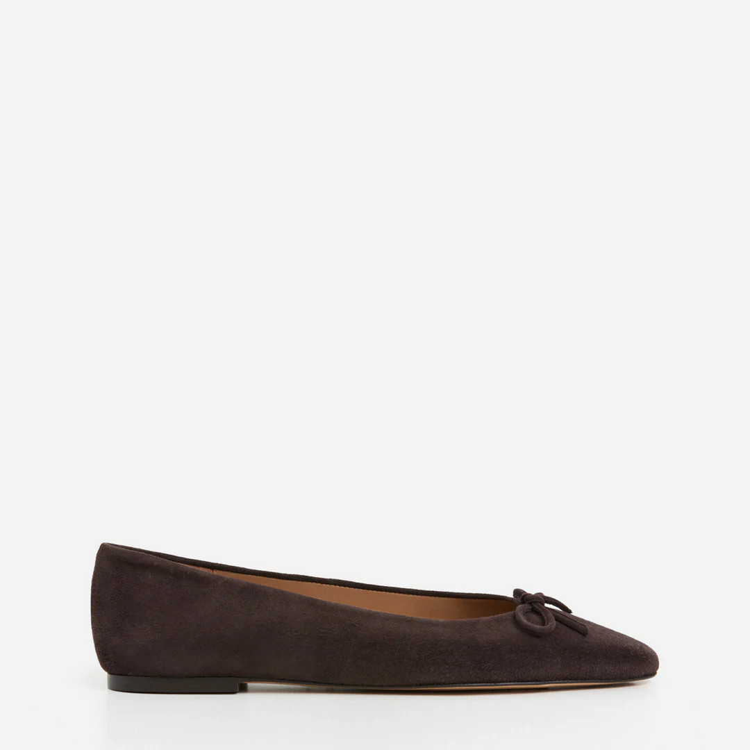 Bodil Suede Chocolate Ballet Flats | Flattered