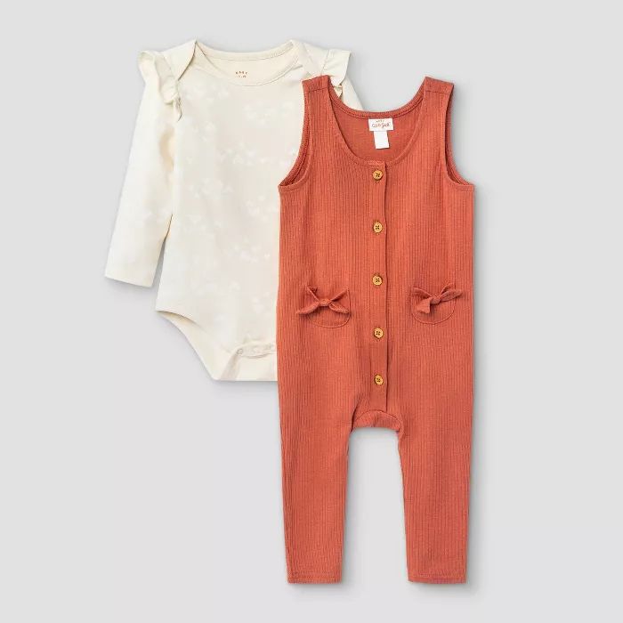 Baby Girls' Rib Dungaree Overalls Set - Cat & Jack™ | Target