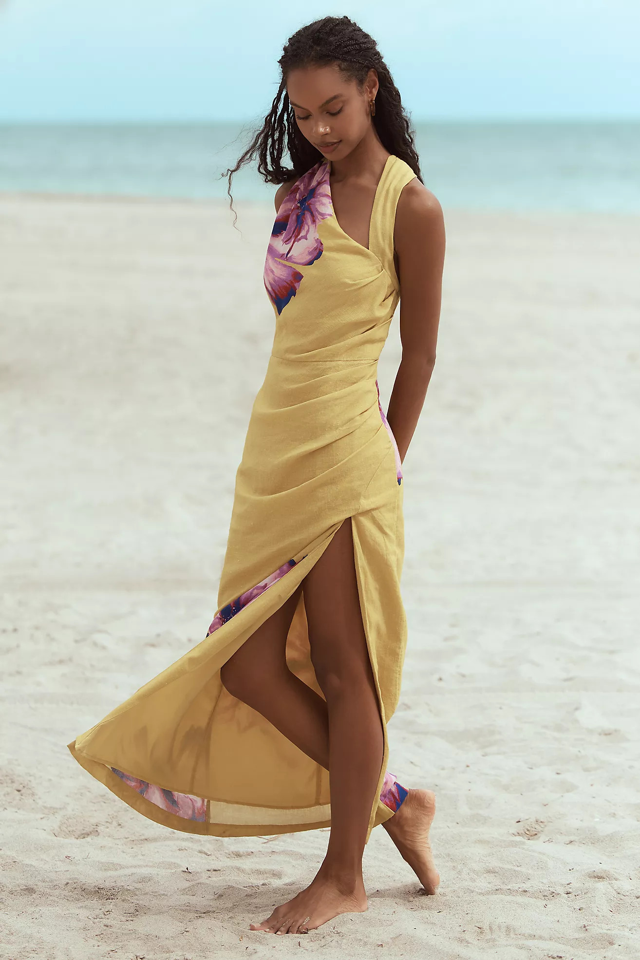 By Anthropologie Asymmetrical Linen Maxi Dress | Anthropologie (US)