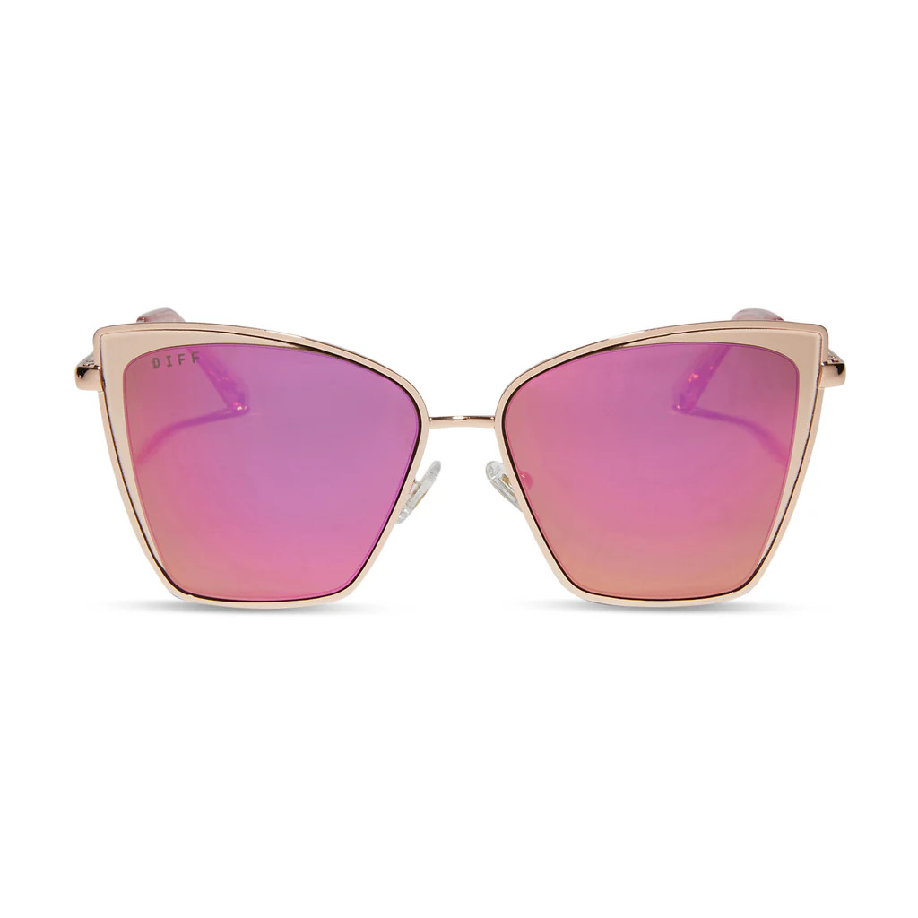 BECKY - ROSE GOLD + PINK MIRROR SUNGLASSES | DIFF Eyewear