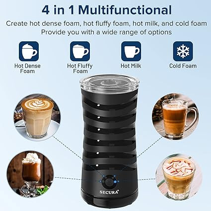 Secura Electric Milk Frother, Automatic Milk Steamer, 4-IN-1 Hot & Cold Foam Maker-8.4oz/240ml Mi... | Amazon (US)