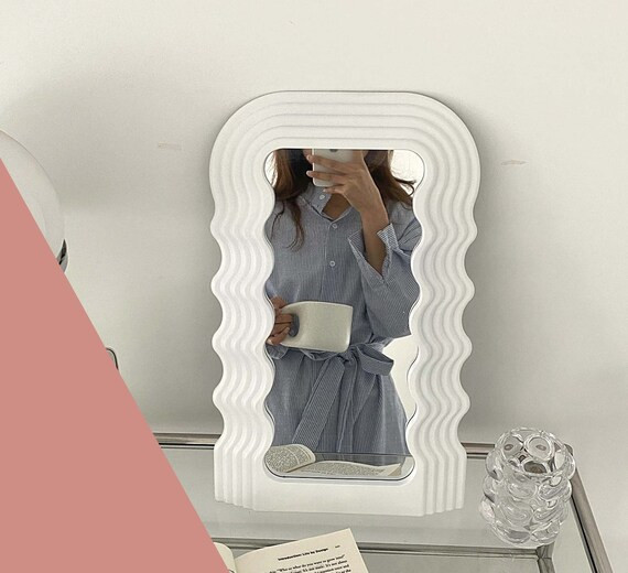 Vintage Wave Mirror Desktop Cosmetic Plastic Mirror Wavy - Etsy | Etsy (US)