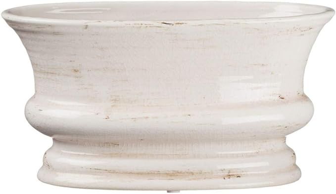 Sullivans White Ceramic Oval Vase for Home Decor, Distressed White for Rustic Farmhouse Look (CM2... | Amazon (US)