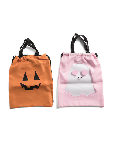 2pk Pink Goldie Ghost And Orange Jack O Lantern Treat Bags | TJ Maxx