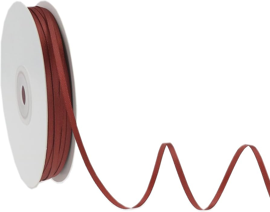 Amazon.com: DINDOSAL Thin Rust Ribbon Thin Ribbon 1/8 Inch Rust Silk Ribbon Double Face Satin Thi... | Amazon (US)