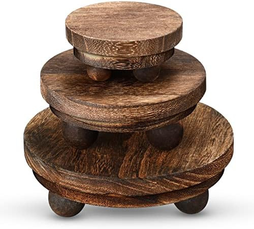 Amazon.com: 3 Pieces Wood Risers for Decor Wood Pedestal Mini Riser Stand Round Wooden Riser Rust... | Amazon (US)