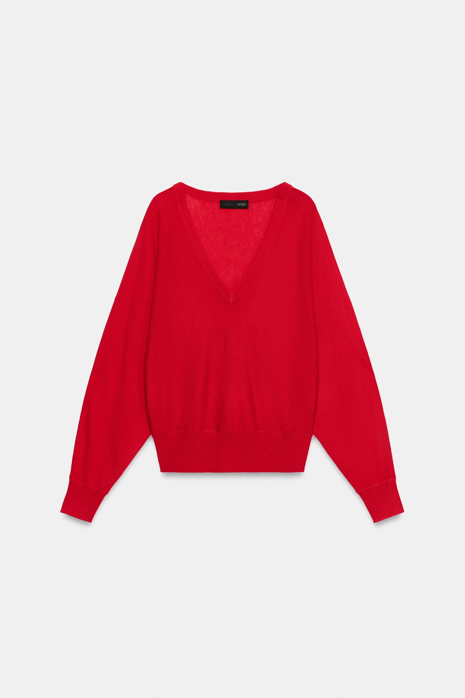 Zara - Wool Blend V-Neck Sweater - Sand / Marl - S - Woman | Zara US