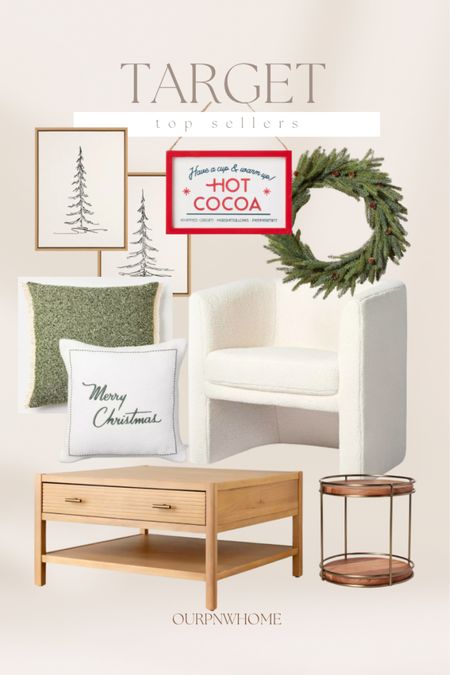Latest top sellers from Target 🎯 

Holiday decorations, Christmas decor, Christmas wall art, Christmas wreath, boucle barrel chair, sherpa accent chair, armchair, square coffee table, holiday wreath, hot cocoa bar, green throw pillow, holiday accent pillow, tiered serving stand 

#LTKHoliday #LTKhome #LTKSeasonal