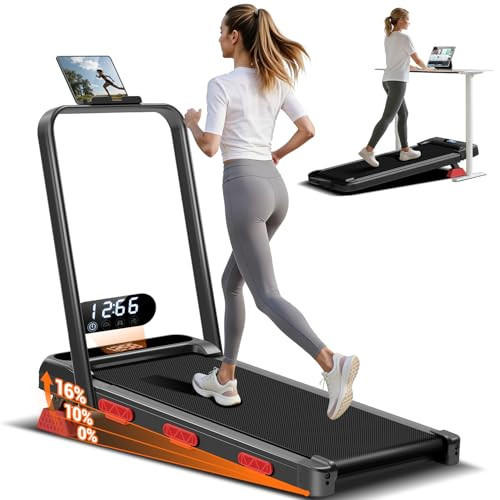 16% Incline 3-in-1 Under Desk Walking Pad, 2.5HP Quiet Foldable Treadmill, Portable Compact Walking Pad, Low Noise Treadmill for Home Office Small Space, 0.6-6.2 MPH, 300 LBS Capacity | Amazon (US)