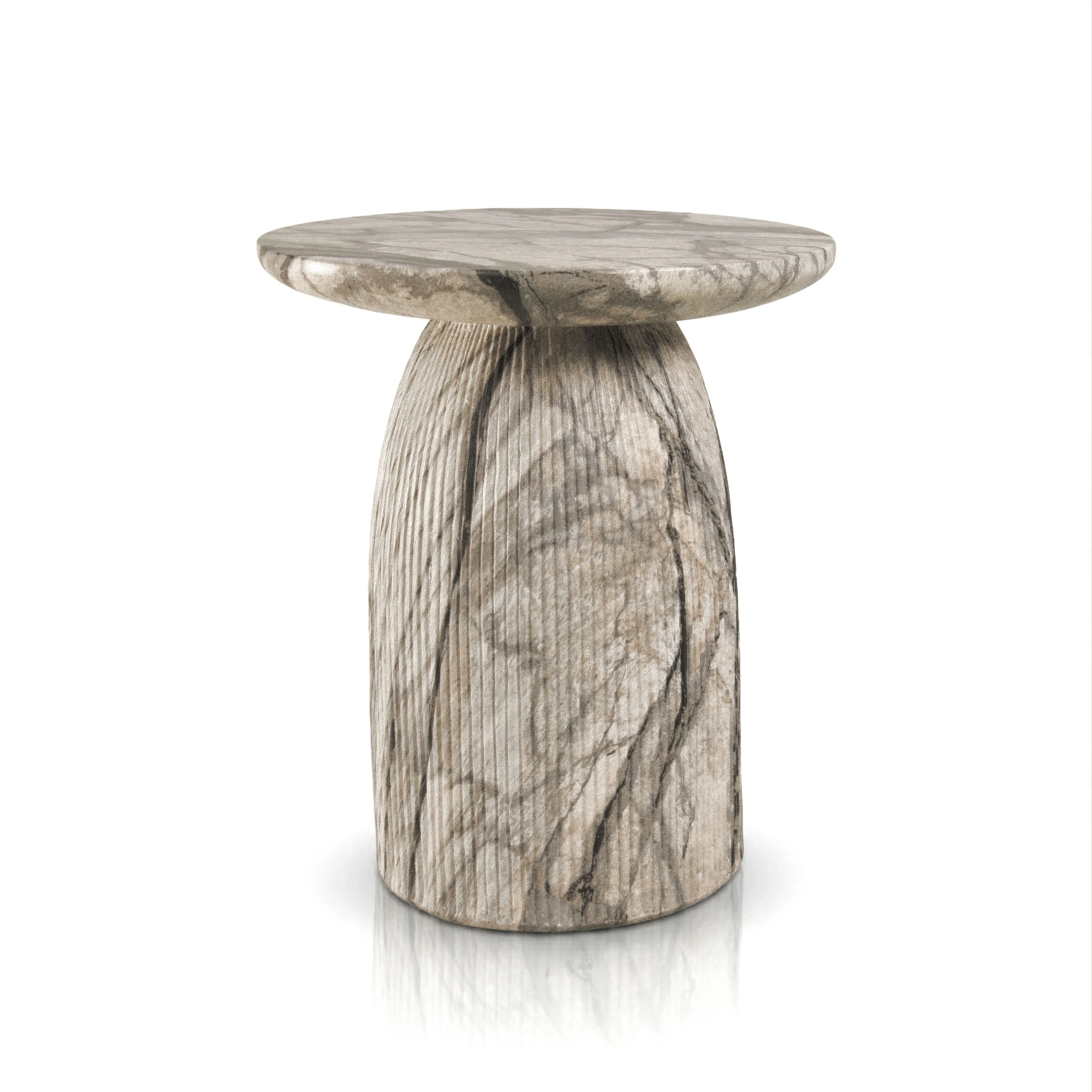 Fulcher Natural Stone 17" W Pedestal End Table with Travertine Effect | Wayfair North America