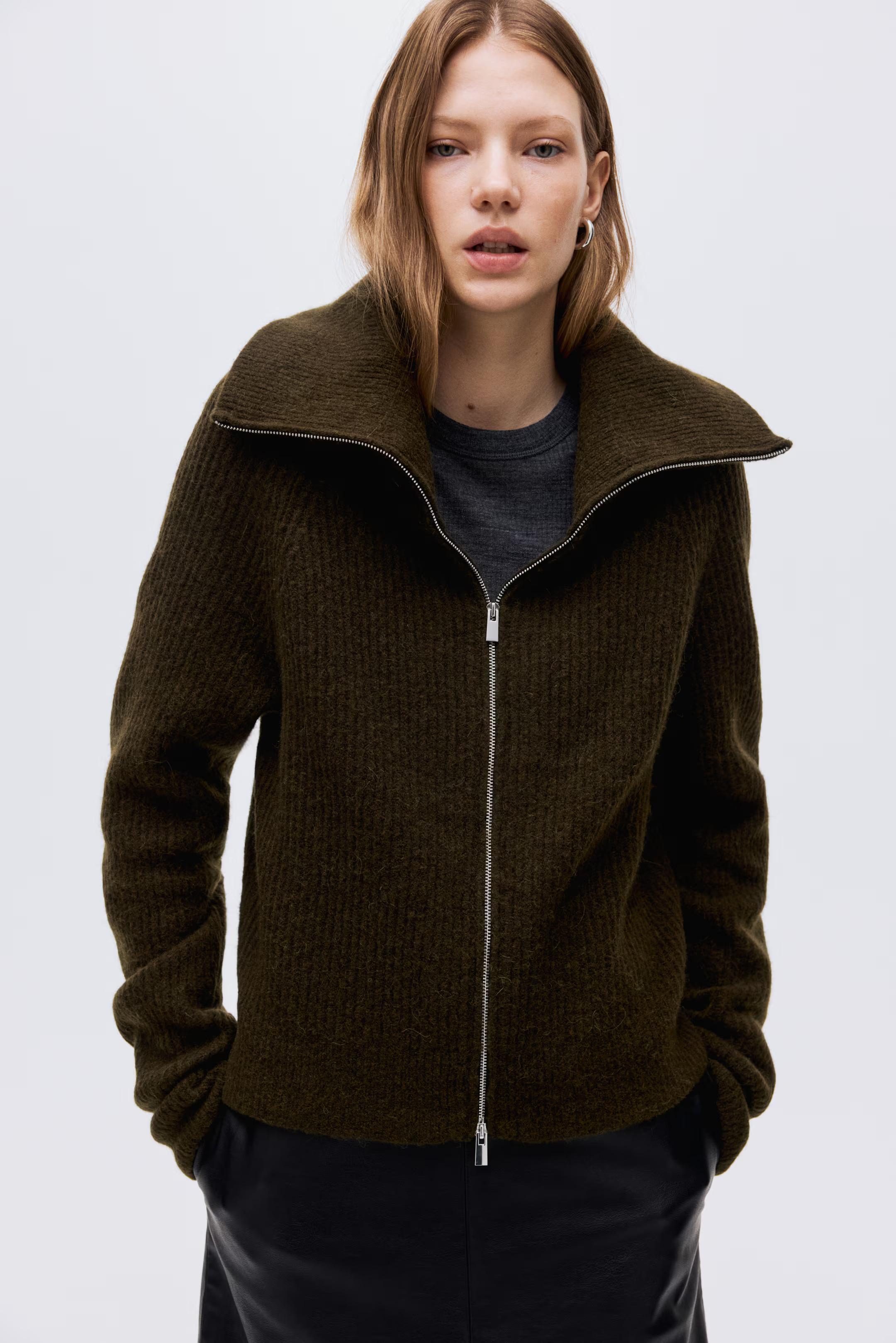 Wool-Blend Cardigan with Zipper | H&M (US + CA)