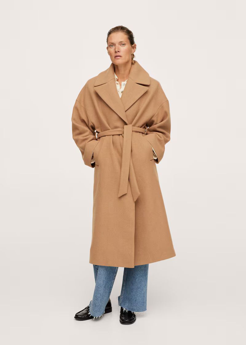 Wide lapel wool-blend coat | MANGO (US)