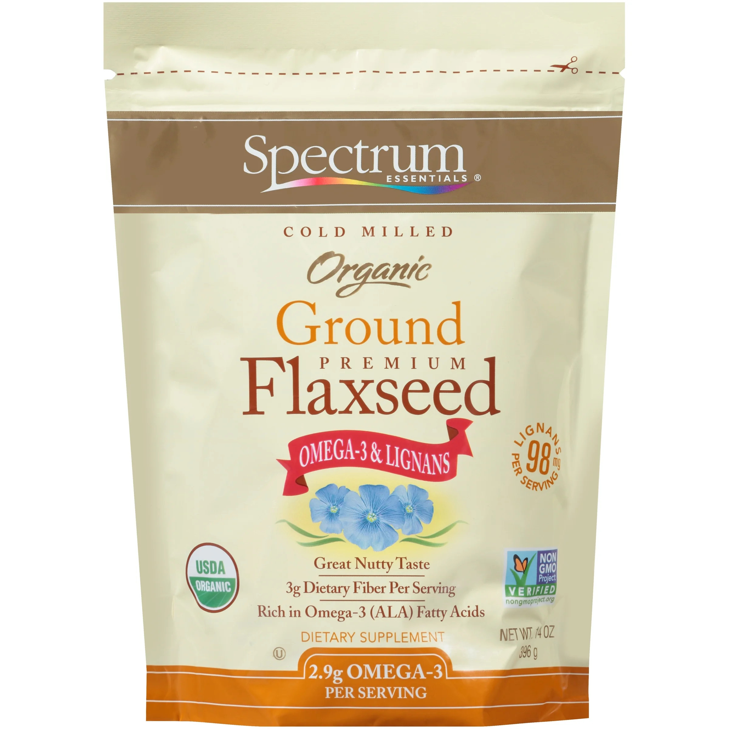 Spectrum Essentials Organic Ground Premium Flaxseed Omega-3 & Lignans Dietary Supplement, 14 oz -... | Walmart (US)