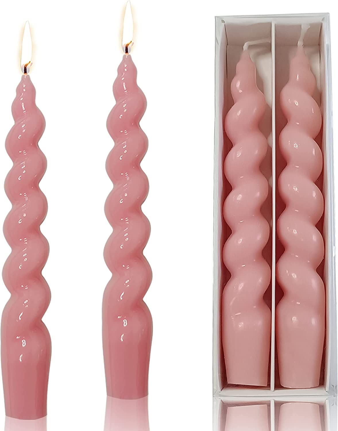 Spiral Taper Candles Stick Pink Twisted Candles H 7.5inch Wax Unscented Pink Dinner Candle Driple... | Amazon (US)