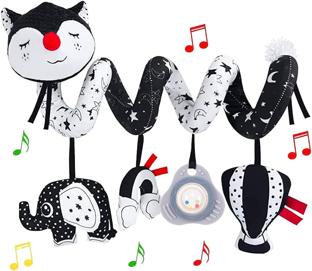 ORZIZRO Car Seat Toys, High Contrast Black and White Toys for Infants 0-3 6 12 Months, Musical Bl... | Amazon (US)